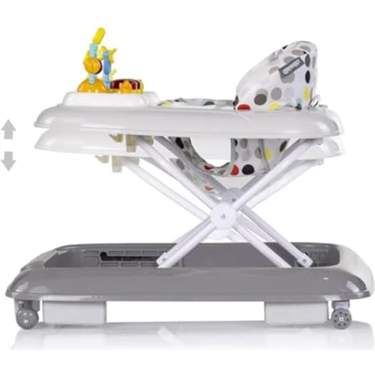 Chipolino Lauflernhilfe Baby Steps, klappbar mit Musik Spielpanel, 360° drehbaren Rädern, 6 Silikon-Stoppern, grau – Bild 3