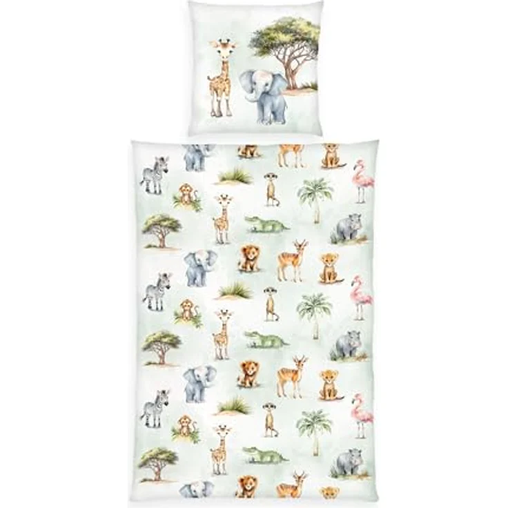 Herding Young Collection Bettwäsche Safari, 100% Baumwolle/Renforcé, Kissenbezug ca. 80x80 cm, Bettbezug ca. 135x200 cm, Markenreißverschluss – Bild 1