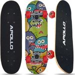 Apollo Kinder Skateboard, Monsterskate 20x6" (51x15cm) | ABEC 3 Kugellager und Aluminium Achsen | Coole Designs für Mädchen und Jungs | Kinder Skateboard ab 3 Jahre - Preisvergleich