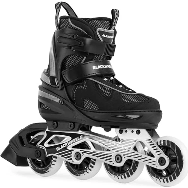Blackwheels Flex Pro Inline Skates, atmungsaktiv für Jugendliche und Erwachsene, 80 mm Räder, Einlegesohle 35-38, Schwarz – Bild 2