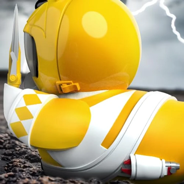 TUBBZ Gelber Ranger Sammler-Vinyl-Gummientenfigur - Offizielles Power Rangers-Merchandise, 9 cm hoch, leuchtend gelber Anzug, mit Power-Dolchen – Bild 5