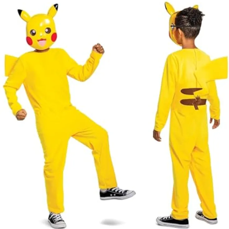 Disguise Pokémon Pikachu-Kostüm, offizieller gelber Overall mit Maske, 100% Polyester, Größe XS für Kinder 4-6 Jahre