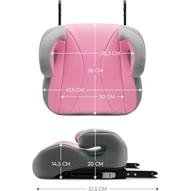 Kinderkraft I-BOOST i-Size, Sitzerhöhung für Kinder (135-150 cm) mit Isofix, leicht & komfortabel, Pink – Bild 7