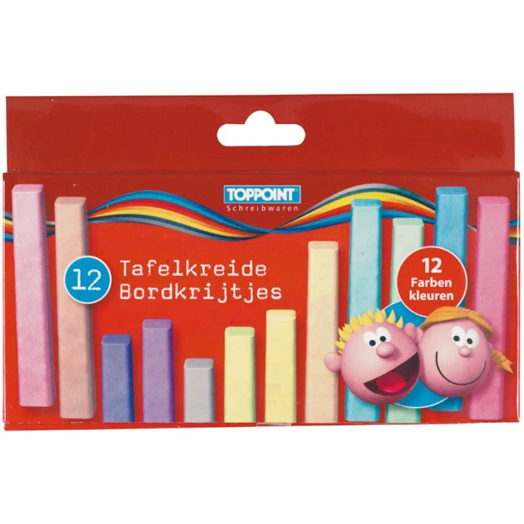 Stylex Schreibwaren Malkreide 12er Set, farbige Tafelkreide in verschiedenen Farben