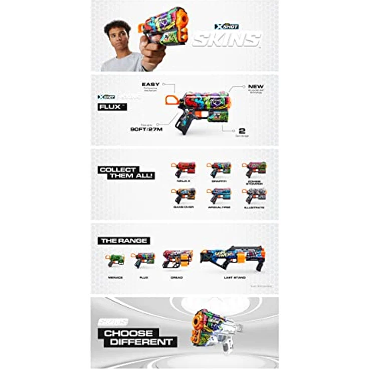 Zuru - XSHOT – Pistole Skins Flux – 8 Pfeile aus Schaumstoff – Farbe leicht – 36516 – Bild 5