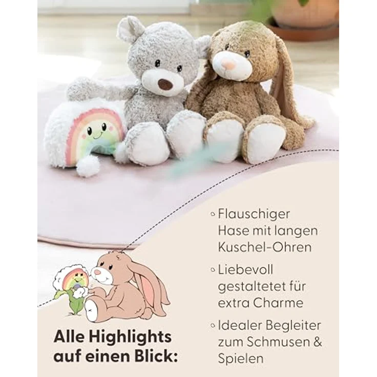 NICI Hase Lopino 25cm, braun - Weiches Plüschtier mit überlangen Schlappohren und einzigartiger Körperform, ideal zum Kuscheln & Spielen, tolle Geschenkidee für Kinder & Erwachsene | 62314 – Bild 4