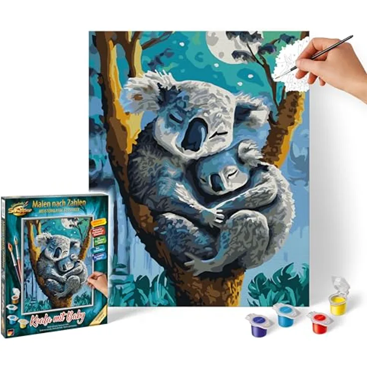 Schipper 609240907 Malen nach Zahlen - Koala mit Baby - Bilder malen für Erwachsene, inklusive Pinsel und Acrylfarben, 24 x 30 cm
