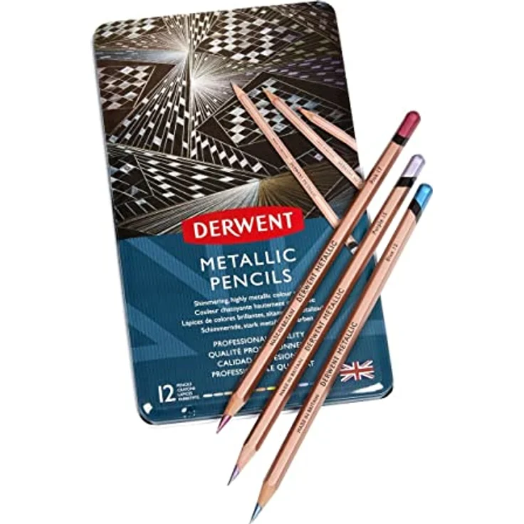 Derwent Metallic Buntstifte, Zeichnen & Schreiben, 12er-Set, Professionelle Qualität, 2305599 – Bild 2