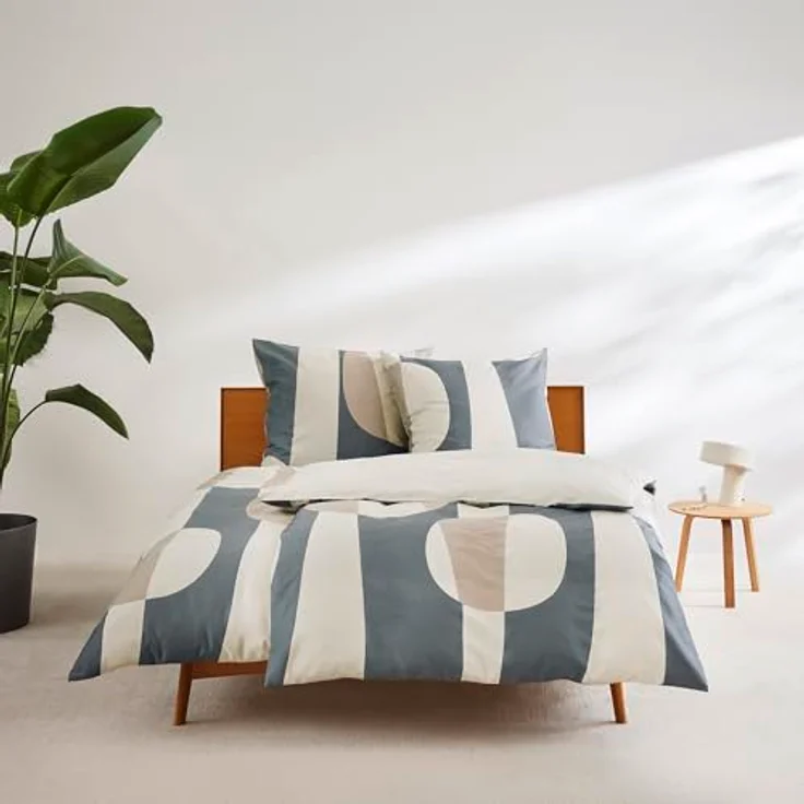 s.Oliver Mako Satin Bettwäsche 135x200 cm, 100% Baumwolle, grau, anschmiegsam mit Reißverschluss, 2-teilig – Bild 2