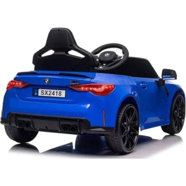 schnaeppchenmeile-online Kinder Elektroauto BMW M4, 12 Volt Zwei Motoren+Audio+LED+FB blau – Bild 5