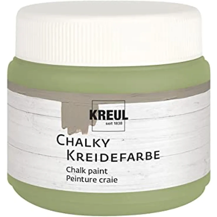 KREUL Chalky Kreidefarbe 75318, Velvet Olive, 150 ml, sanft-matte, schnelltrocknend, deckend für Used Look Effekte – Bild 1