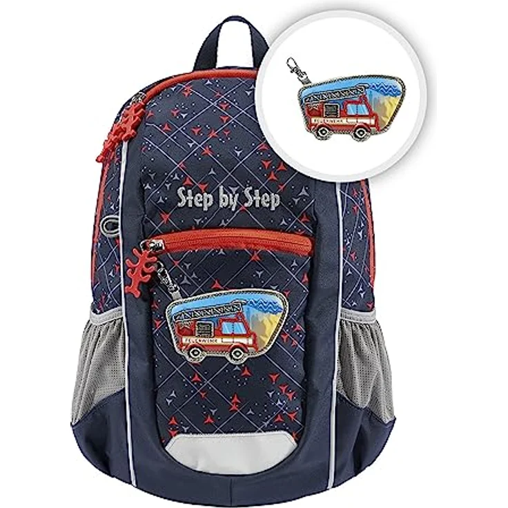 Step by Step Rucksack KIGA Maxi „Fire Truck Finn“, ergonomischer Rucksack für Kinder ab 3 Jahren, höhenverstellbarer Brustgurt, 10 l, rot – Bild 1