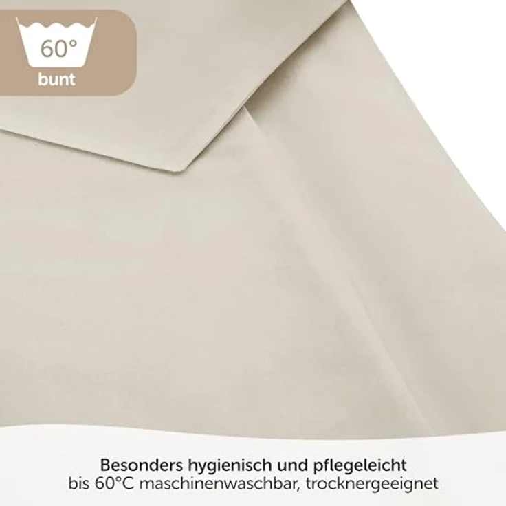 MAKIAN Babybettwäsche Set 100x135, 40x60 cm | 100% Baumwolle, atmungsaktiv, pflegeleicht, Hotelverschluss, Oeko-Tex Zertifiziert (Beige) – Bild 5
