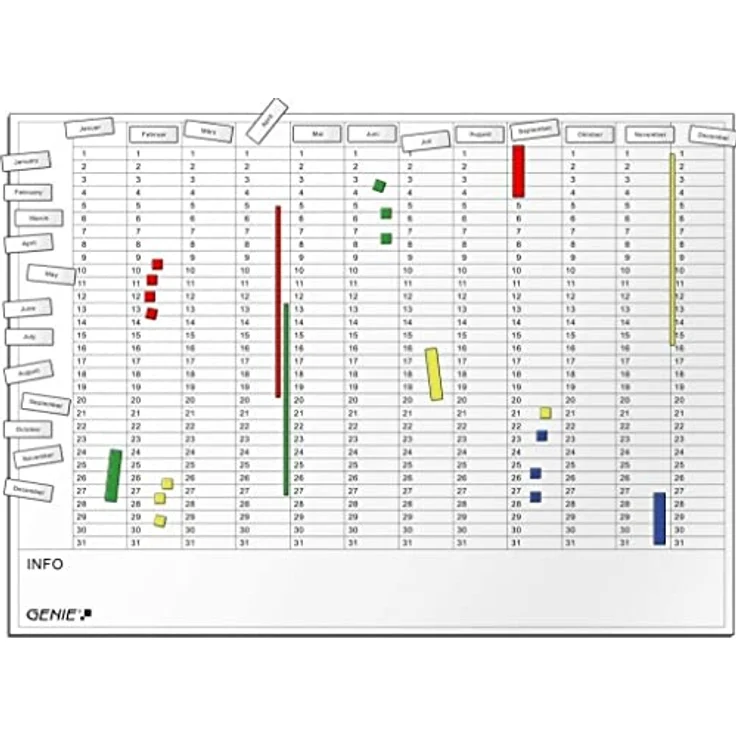 GENIE AP2000 Jahresplaner Magnettafel Terminplaner Whiteboard Wandtafel Pinnwand – Bild 2