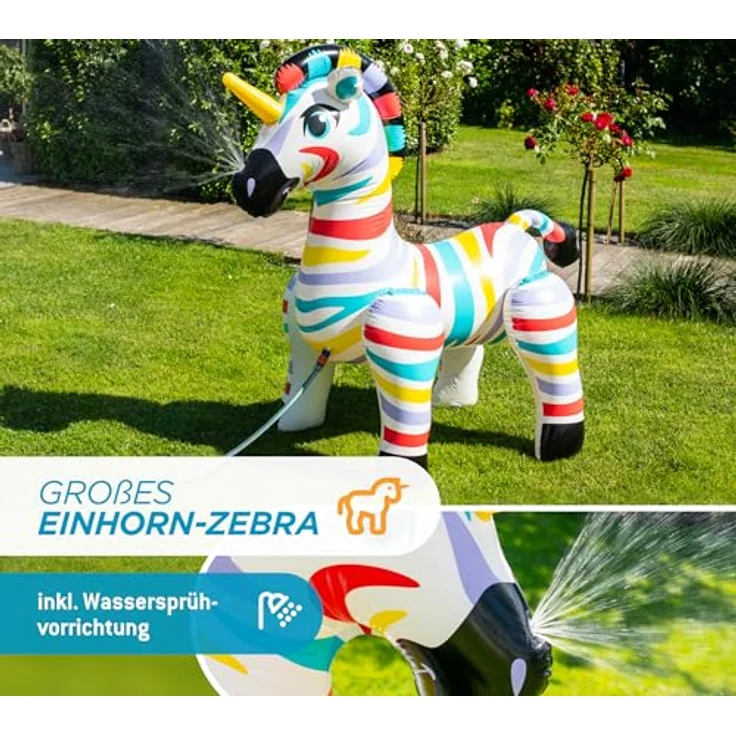 Summer Waves Aufblasbares Zebra-Einhorn Sprinkler 1. 57 m x 94 cm x 1. 57 m – Bild 3