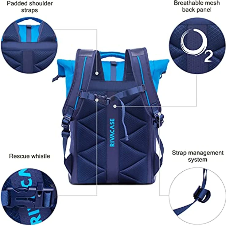 Rivacase ultraleichter Reiserucksack 30L für Laptop bis 17.3 Zoll - Rucksack für Damen und Herren - wasserdichter Sporttasche für Reisen und Arbeit – Bild 3