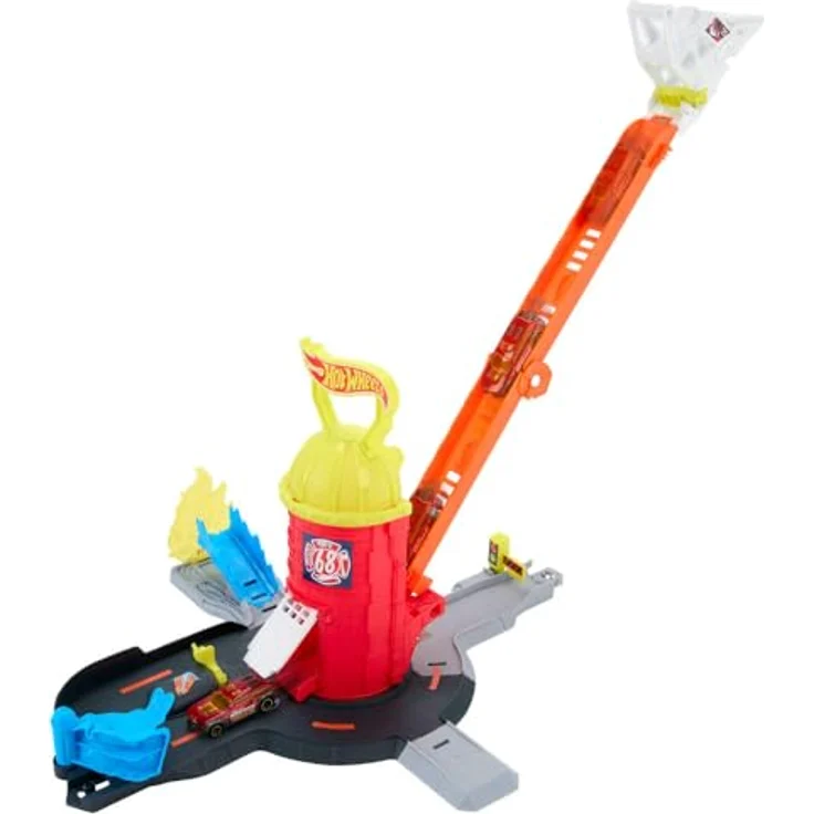 Hot Wheels City Super Feuerwehrwache, Spielset mit Schwerkraftabwurf und 1:64 Feuerwehrwagen, ab 4 Jahren – Bild 4