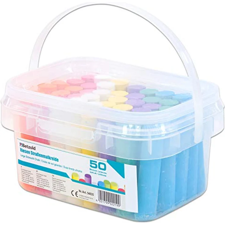 Betzold Straßenmalkreide, 7 Farben für Kinder, Outdoor Kunst, praktisches Eimerchen – Bild 8