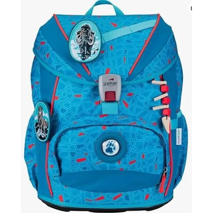 DerDieDas Schulranzen ErgoFlex Light Superflash Set 6-teilig, robustes Material, komfortable Träger, vielseitige Taschen, Blue Ice blau