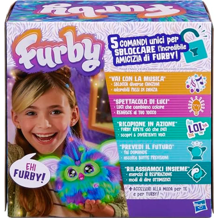 Hasbro Furby Galaxy, Elektronisches Plüschtier mit Lichtern, Geräuschen und 5 Sprachmodi für Kinder ab 6 Jahren, Mehrfarbig – Bild 3