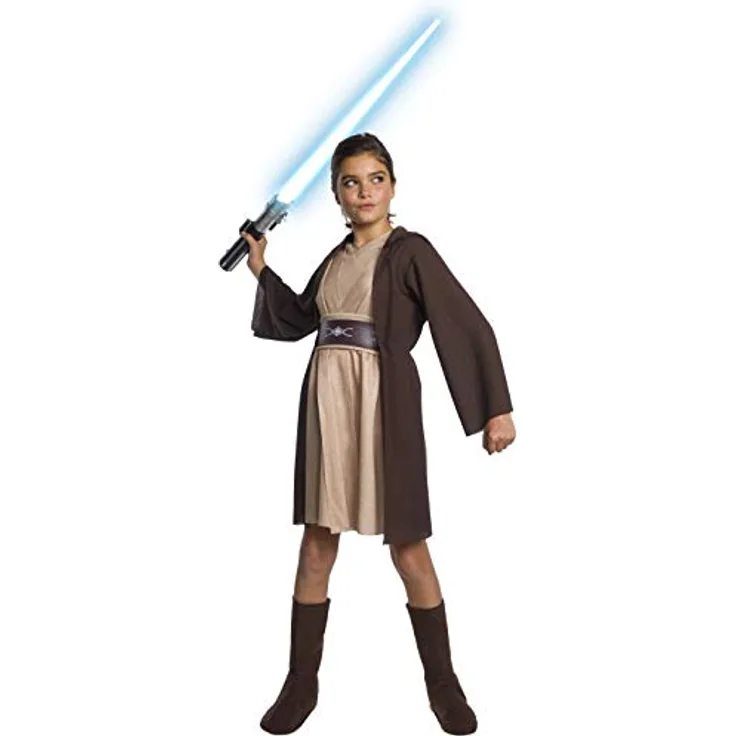 Rubies Star Wars - Jedi Kostüm für Mädchen, knielanges Kleid mit Kapuze, Gürtel und Stiefelstulpen, 100% Polyester, Größe 116