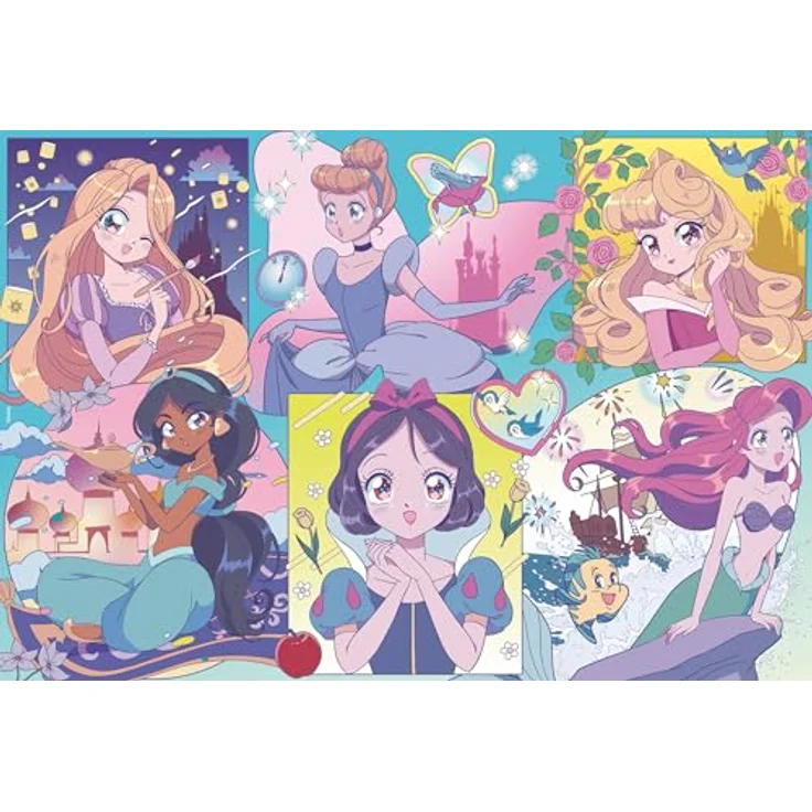 Lisciani Puzzle Disney Princesses Manga, 250-teiliges doppelseitiges Puzzle für Kinder ab 7 Jahren, 50x35 cm mit Ausmal-Rückseite, kreatives Lernspiel – Bild 2