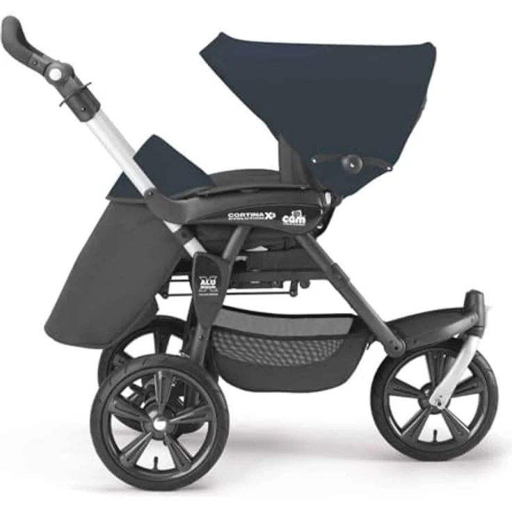 CAM Cortina X3 tris 3-in-1 Kombi-Kinderwagen, inkl. Babyschale, Fußsack & Wickeltasche, Farbe: Blau – Bild 4