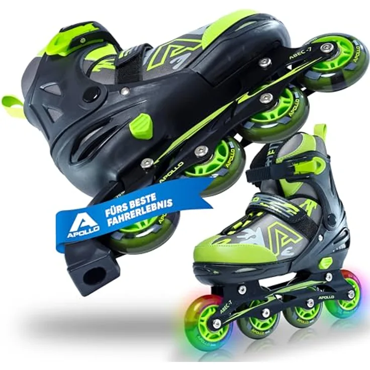 Apollo Champion, größenverstellbare Inliner für Jungs und Mädchen ab Größe 31, für Damen und Herren bis Größe 42, hochwertige Inline Skates für Kinder und Erwachsene mit LED Rollen, in Pink