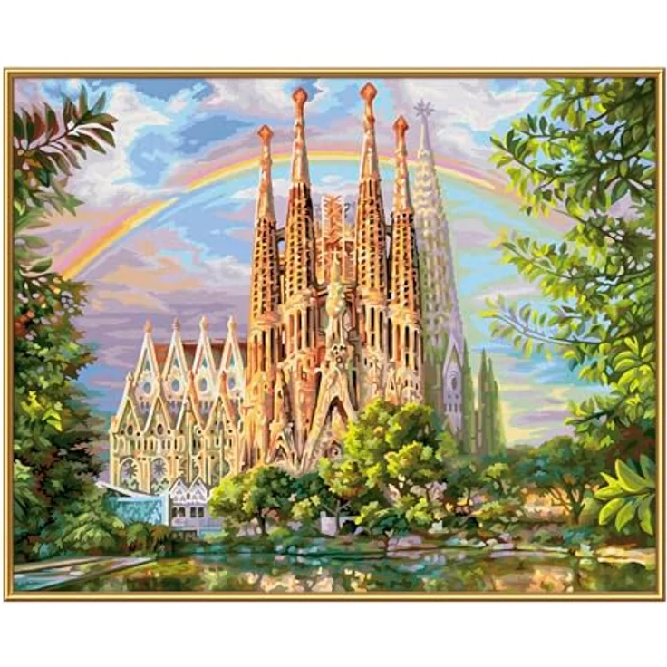 Schipper Malen nach Zahlen Meisterklasse Premium - Sagrada Familia, Made in Germany, Maltafel 40 x 50 cm mit Leinenstruktur – Bild 3