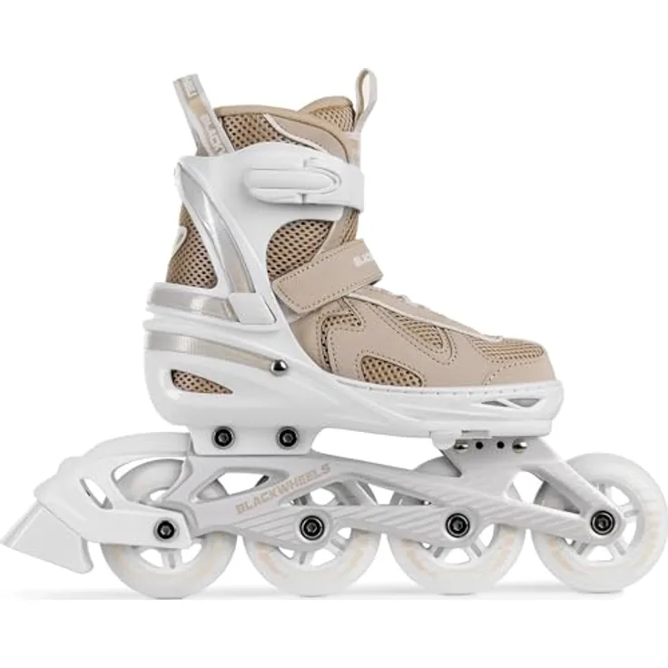 Blackwheels Inline Skates Flex Pro, atmungsaktiv, für Jugendliche und Erwachsene, 80 cm Räder, Einlegesohle 35-38 (21,0-23,0 cm), Beige