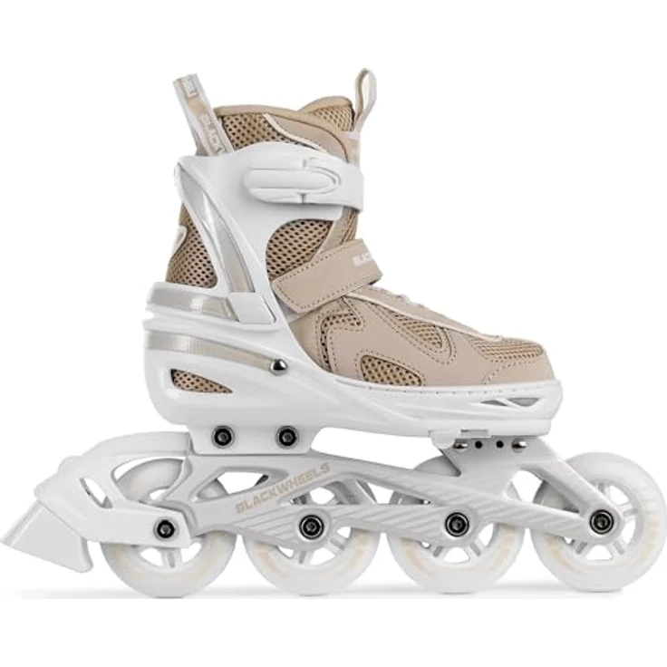 Blackwheels Inline Skates Flex Pro, atmungsaktiv, für Jugendliche und Erwachsene, 80 cm Räder, Einlegesohle 35-38 (21,0-23,0 cm), Beige – Bild 1