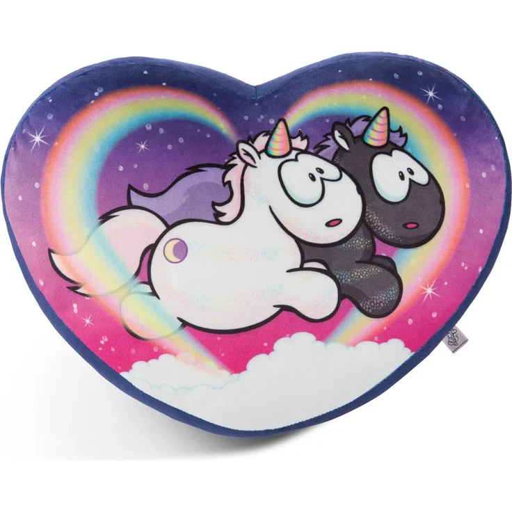 NICI Kissen Einhorn Sternenbringer & Mondhüter, Herzform 40x28cm, Grüner Plüsch aus 100% recycelten Materialien