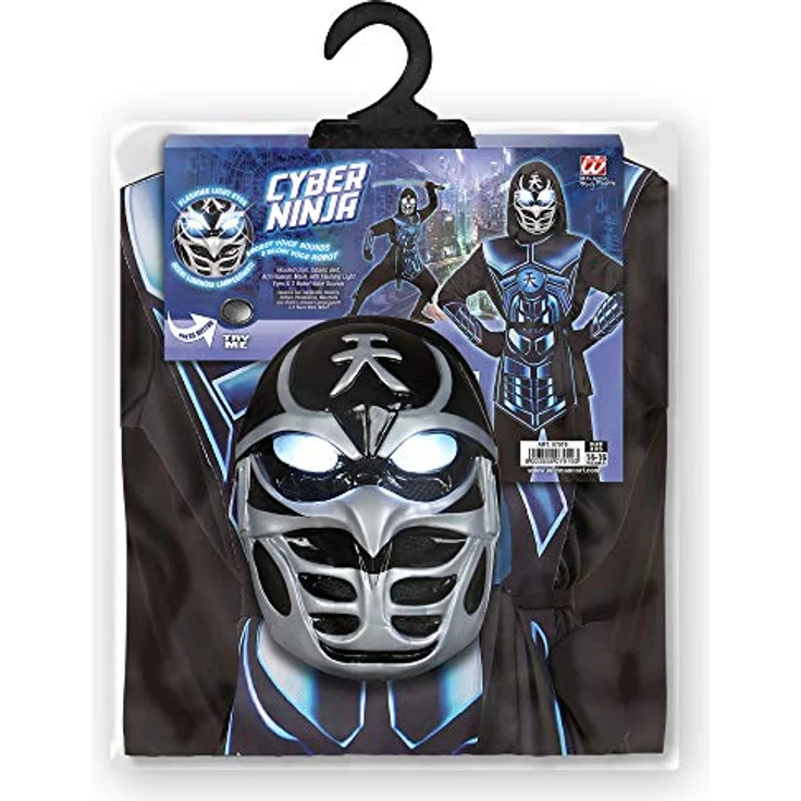 "CYBER NINJA" (hooded coat, tabard, belt, arm guards, mask with flashing light eyes & 3 robot voice sounds) (3 x AAA batteries included) - (164 cm / 14-16 Years) – Bild 2