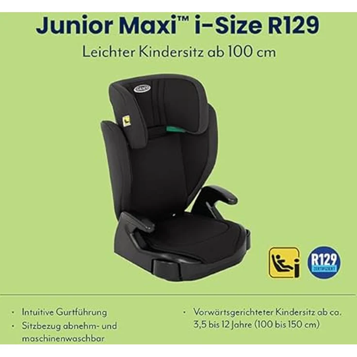 Graco Junior Maxi i-Size R129, Autokindersitz für 4-12 Jahre, 15-36 kg, Midnight – Bild 2