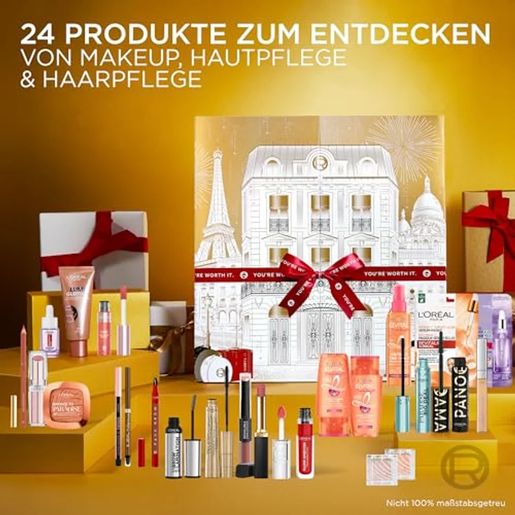L'Oréal Paris Adventskalender 2025, 24 Beauty-Highlights mit 18 Make-up Produkten, 3 Gesichtspflege- und 3 Haarpflegeprodukten – Bild 4