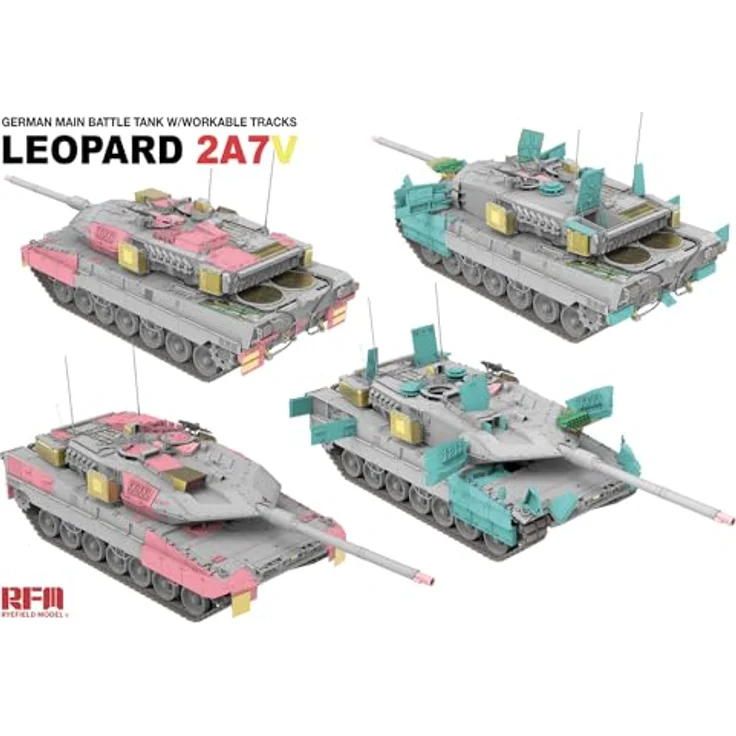 Rye Field Model Leopard 2A7V, German Main Battle Tank mit funktionalen Ketten, detaillierte Nachbildung – Bild 3