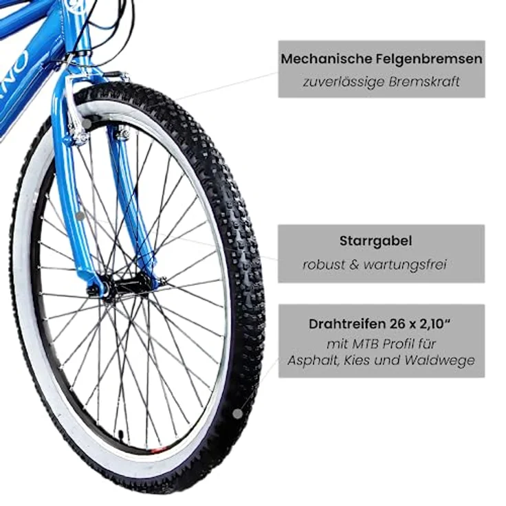 Galano Tandem Fahrrad 2 Personen Mountainbike 21 Gang Schaltung ab 145 cm Hardtail MTB Damen und Herren 26 Zoll mit Alurahmen Oakland (blau, 43/38 cm) – Bild 3