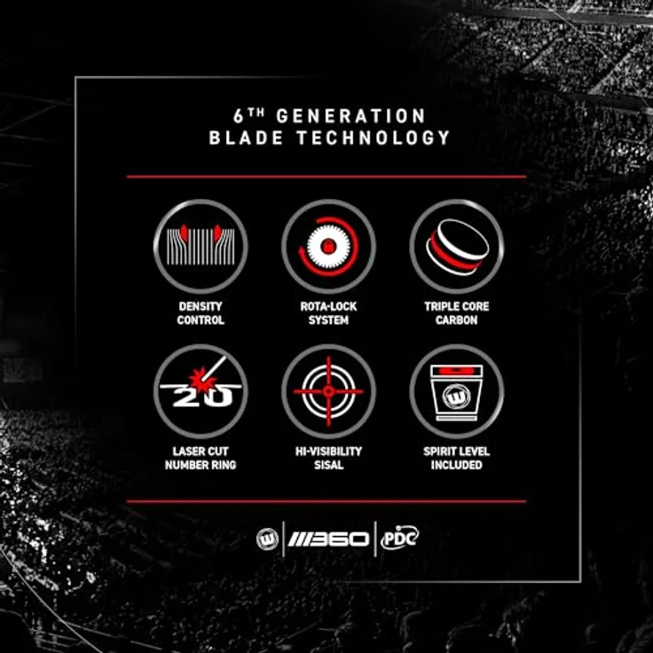 Winmau Dartboard / Dartscheibe "Blade 6 TC 360°", Professionelles Steeldartboard mit Triple Core Technologie und Rota Lock-System – Bild 8