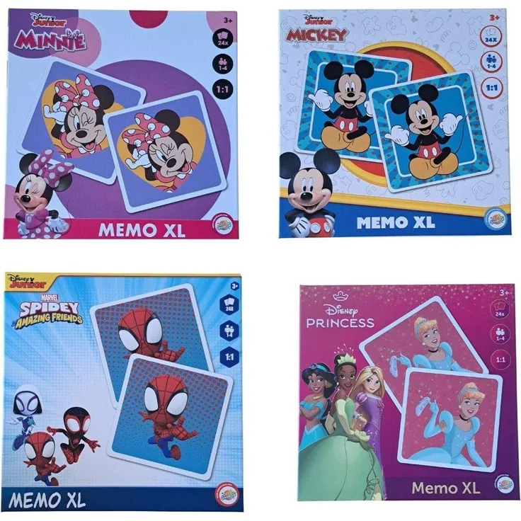 Merkloos Disney Junior Memo XL, Gedächtnisspiel für Kinder mit Disney-Prinzessinnen, 27x27x4cm