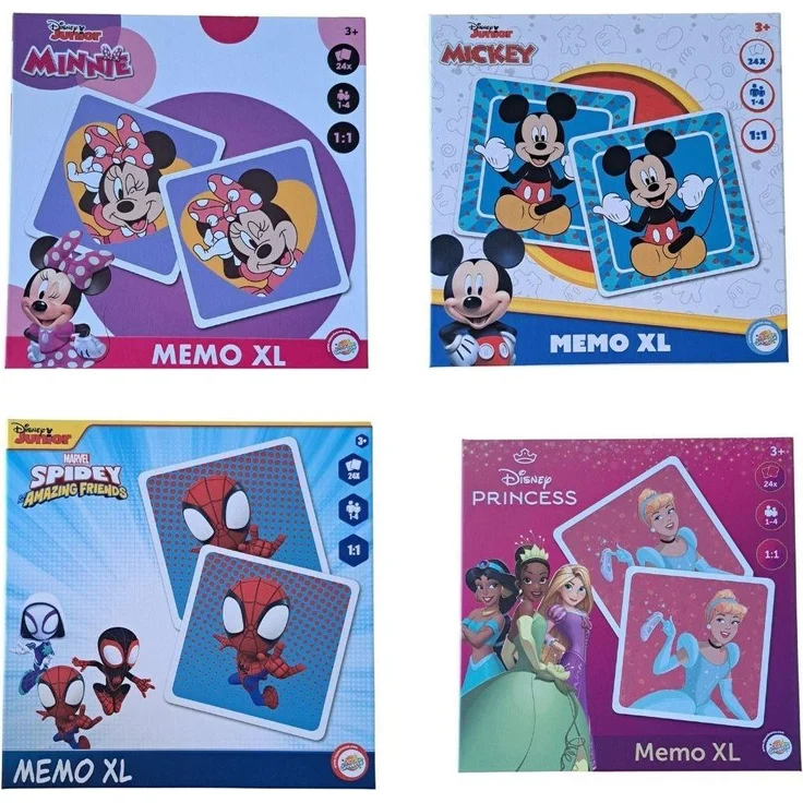 Merkloos Disney Junior Memo XL, Gedächtnisspiel für Kinder mit Disney-Prinzessinnen, 27x27x4cm