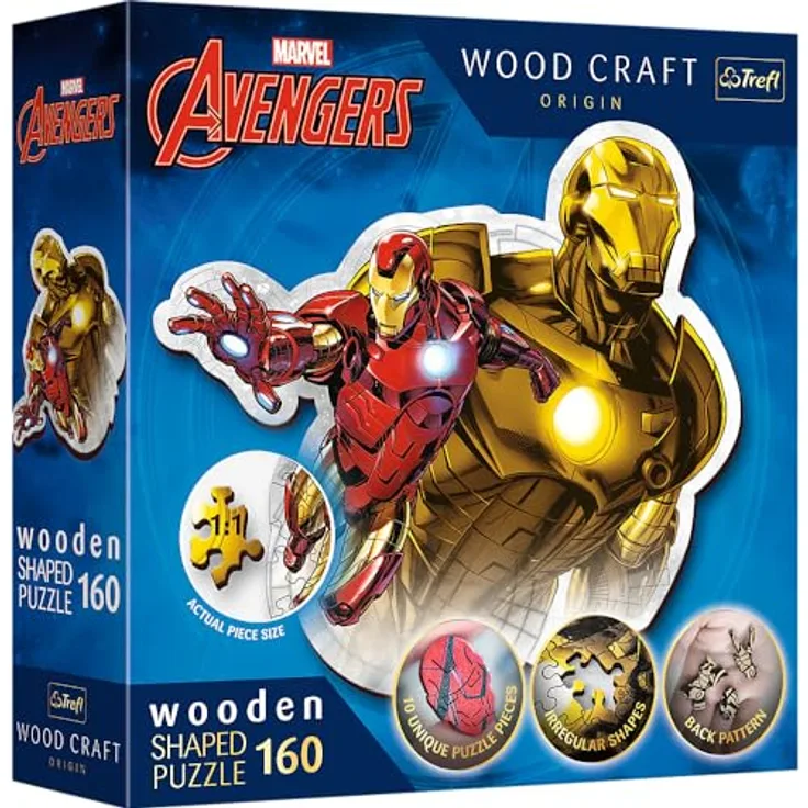 Trefl 20183 Woodcraft Marvel Avengers Konturenpuzzle aus Holz, Mehrfarbig