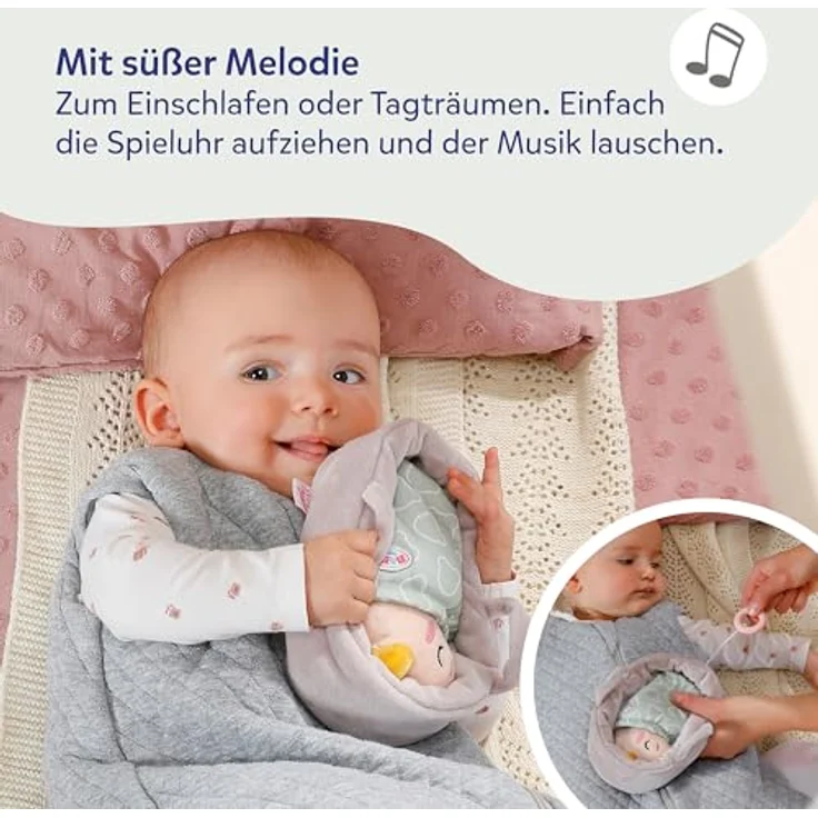 BABY Born Spieluhr Berta, 18cm Kuschel-Berta im Körbchen mit herausnehmbarem Musikmodul, waschbar, ideal für Babys erste Kuschelstunden – Bild 3