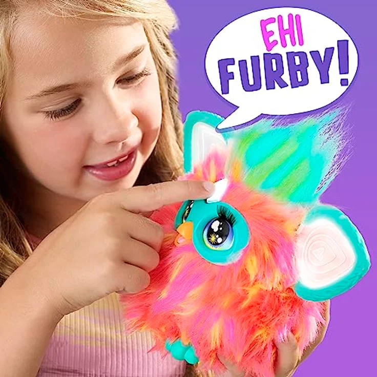 Furby Koralle, interaktives Plüschspielzeug mit 5 Modi, über 600 Reaktionen und personalisierbarem Zubehör, italienische Version – Bild 3