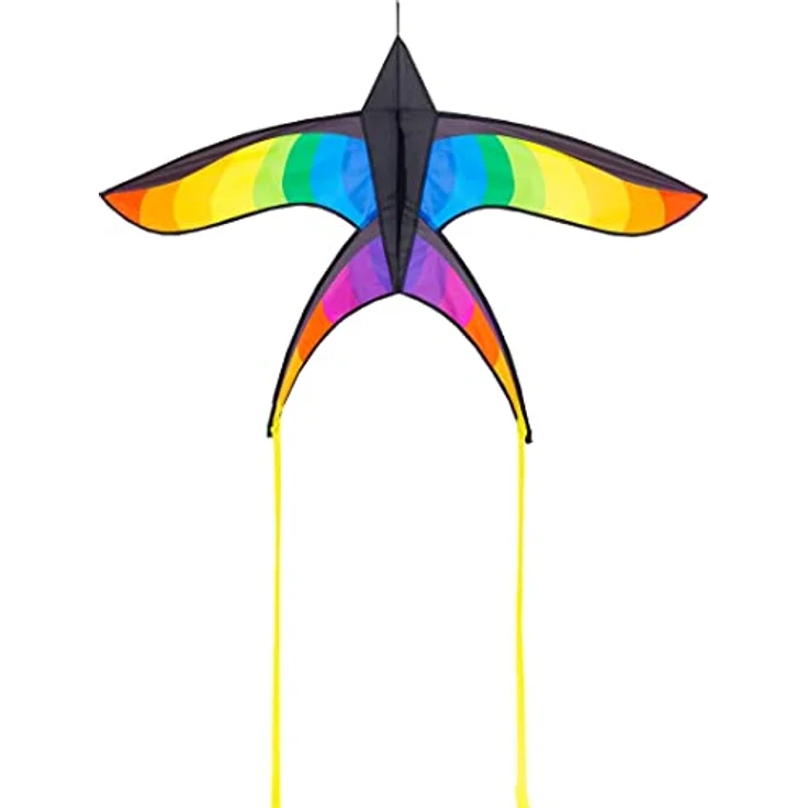 HQ HIGH QUALITY DESIGN 106523 - Swallow Kite Rainbow Kinderdrachen, Einleiner, ab 8 Jahren, 120x80cm, inkl. 17kp Polyesterschnur 40m auf Spule, 2-5 Beaufort – Bild 1