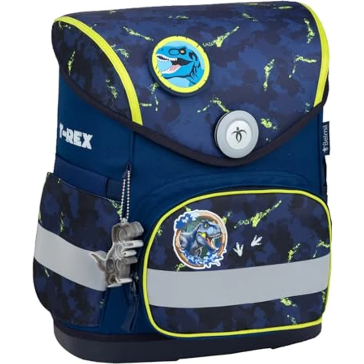 Belmil Compact mit Patches Schulranzen Set 5-teilig mit Brustgurt (405-41/AG/B/S) (T-rex) - Schulranzen-Set für 1. bis 4. Klasse, 19 L Volumen, Fidlock Magnetverschluss, AGR empfohlen, blau – Bild 5