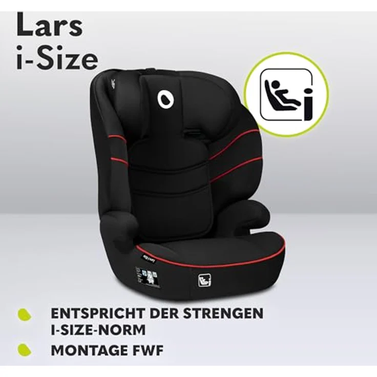 lionelo Autokindersitz LARS I-SIZE, i-Size / 12-36kg / 100-150 cm / Memory Foam, grau – Bild 3