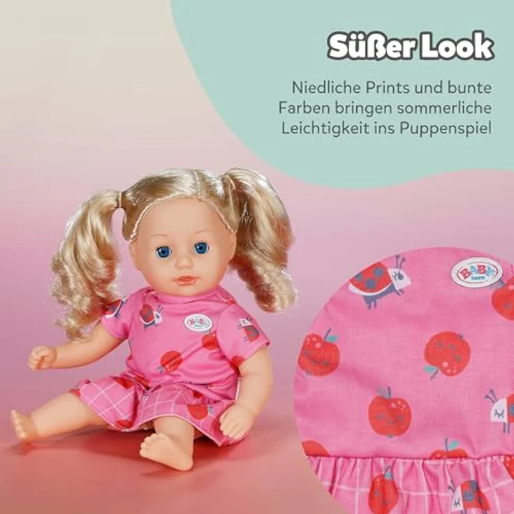 BABY born Kleid pink mit Äpfeln und Marienkäfern, kniefreies Sommerkleid für 36cm Puppen, leicht anzuziehen, Modell 839232 von Zapf Creation – Bild 4