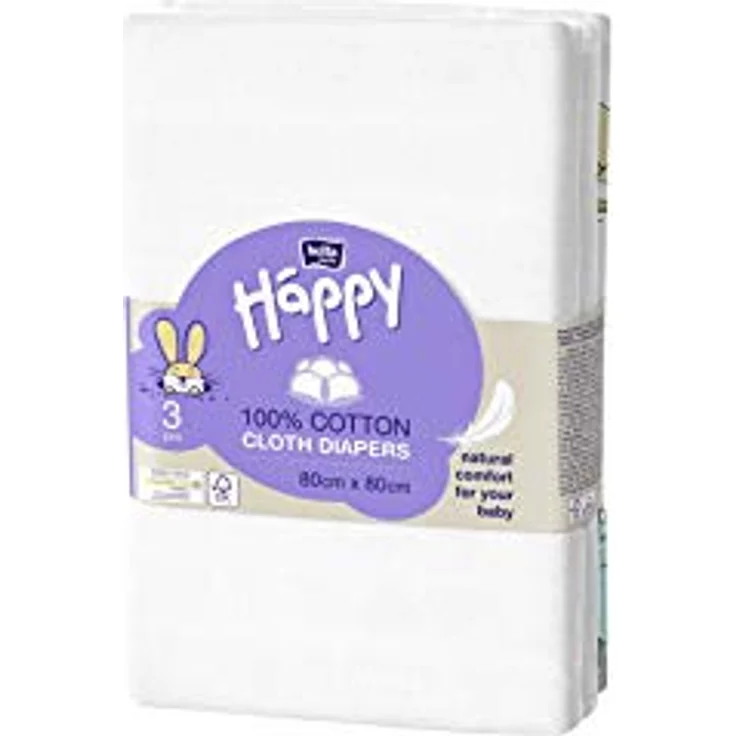 bella baby Happy Mulltücher 80 x 80 cm, Spucktücher für Baby 3 Stück, aus Baumwolle OEKO-TEX® Standard 100, weiß und bedruckt – Bild 1