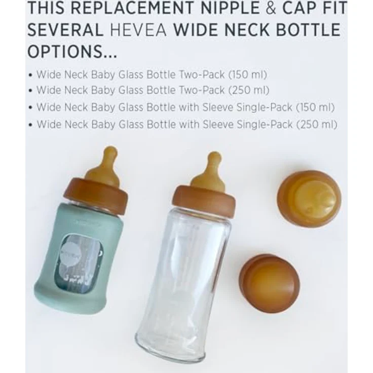 HEVEA Wide Neck Baby Bottle Nipple, Glasflaschensauger aus 100% Naturkautschuk, mittlerer Fluss, für Babys und Kleinkinder ab 3 Monaten, umweltfreundlich und BPA-frei – Bild 3