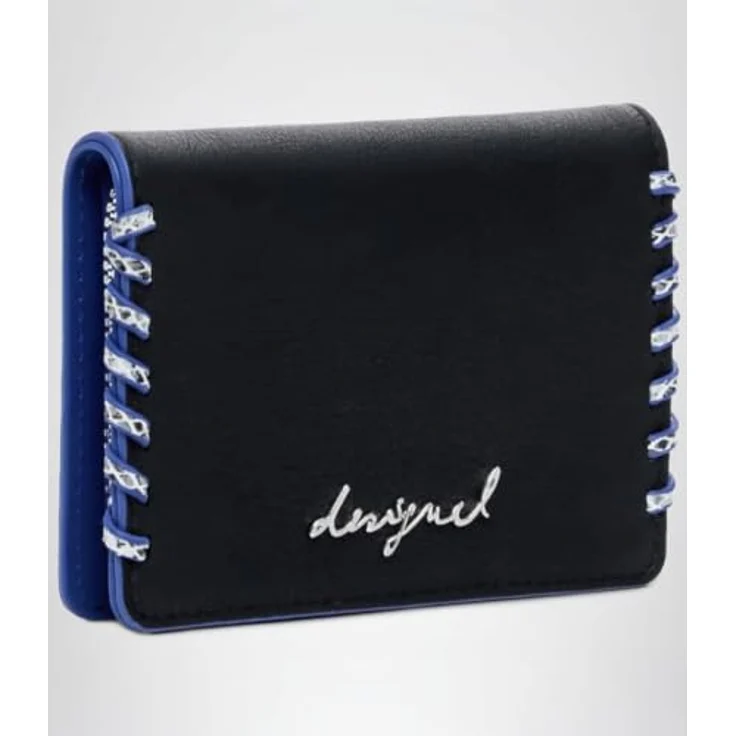 Desigual Geldbörse Capsule Tiny Greta Medium Wallet, Set 2-tlg, schwarz/blau, mit Fächern für Karten und Münzgeld – Bild 4